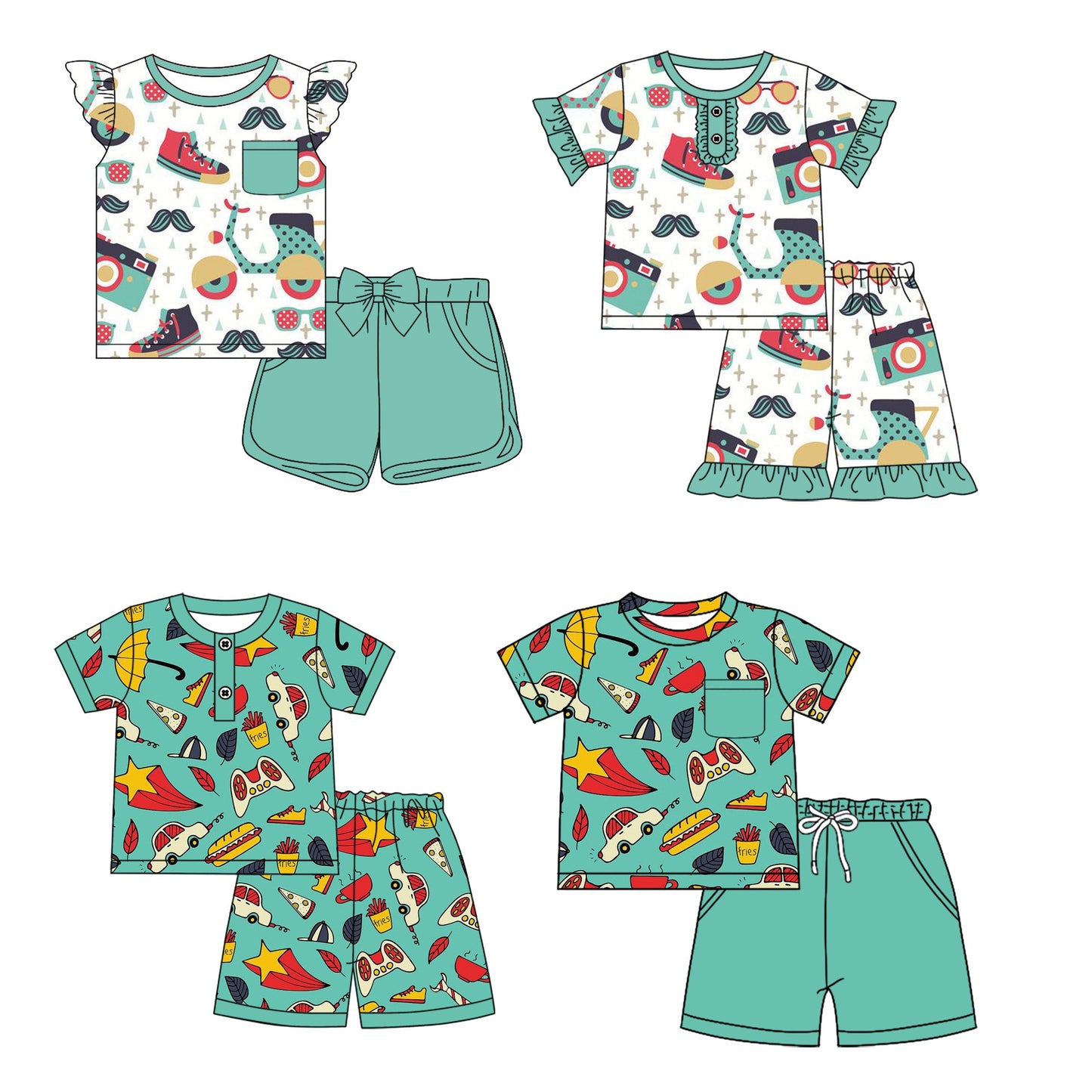 Baby Boy Girl Short Sleeves Travel Sibling Set ( Moq 5 Each Style ) 1.16