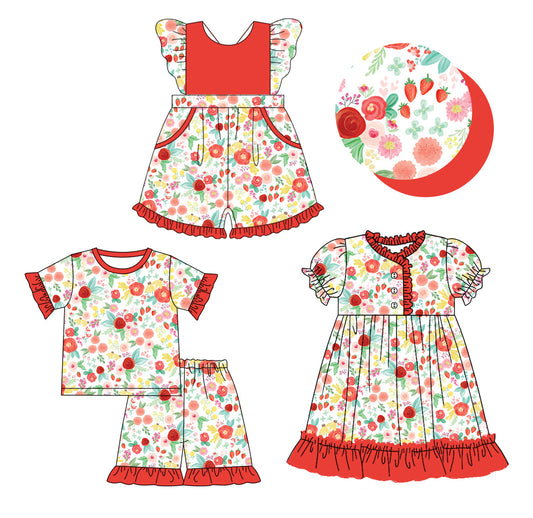 Baby Girl Short Sleeves Flower Sibling Jumpsuit Dress Set ( Moq 5 Each Design ) 12.10