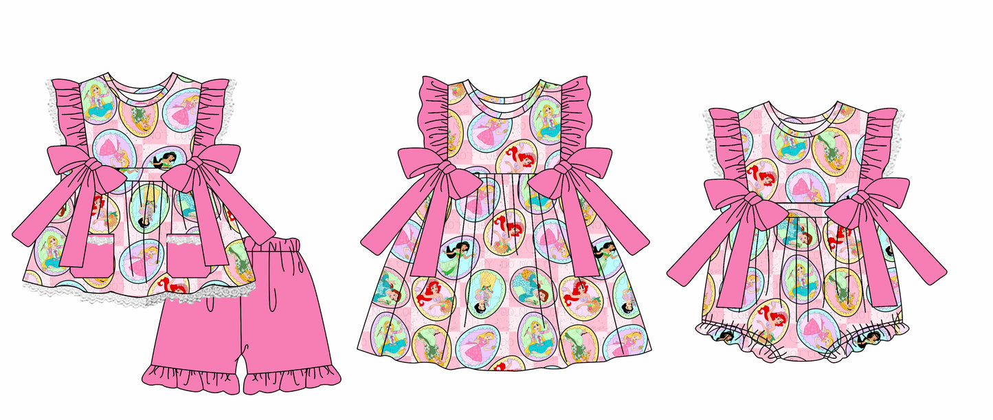 Baby Girl Short Sleeves Princess Romper Dress Clothes Set ( Moq 5 Each Design )12.2