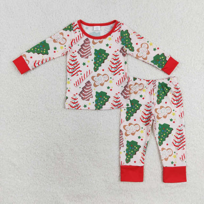 Mommy Daddy Boy Girl Family Christmas Tree Cake Bamboo Sibling Romper Pajamas Set