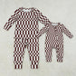 Sibling Baby Boys Kids Long Sleeves Zipper Footie Romper Pajamas Set Checked Clothes RTS