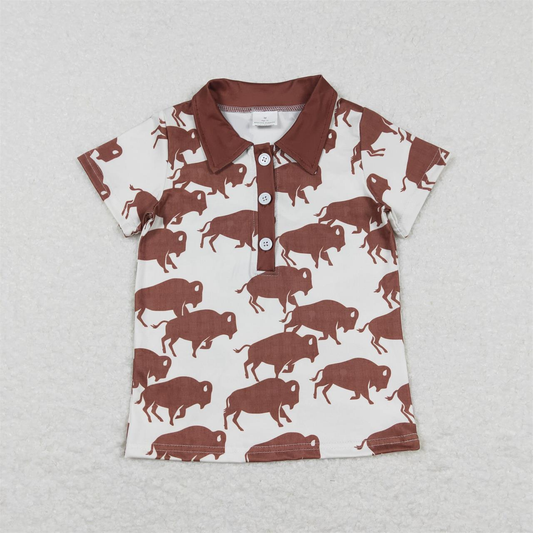 BT0175 Baby Boy Short Sleeves Western Cow Print Tops