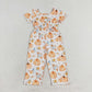 Baby Girl Short Sleeves Fall Pumpkin Flower Pocket Pants Jumpsuit