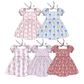 ( Moq 5 Each Style ) Sibling Baby Girls Kids Short Sleeves Bows Flower Summer Knee Length Dresses