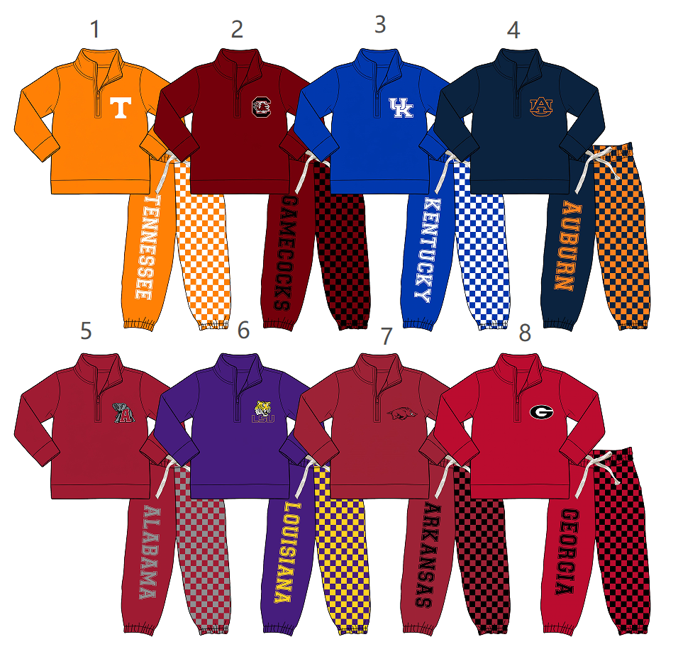 ( Moq 5 Each Style ) Sibling Baby Boys Kids Long Sleeves Zipper Shirts Checked Pants Sibling Team Sets Clothes