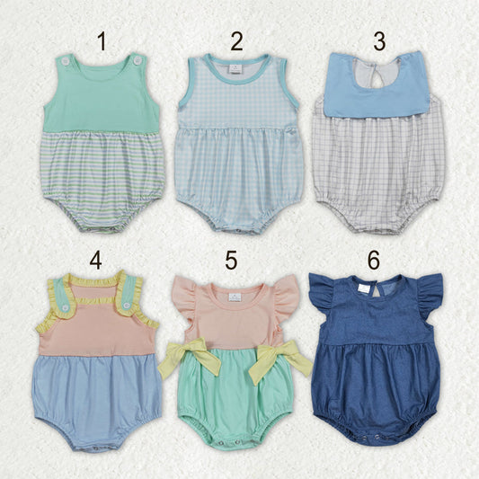 Sibling Baby Boys Girls Infant Summer Bubble Rompers Clothes RTS