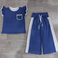 Baby Girls Kids Short Sleeves Dot‌s Tops Pockets Pants Blue Set Team Clothes RTS