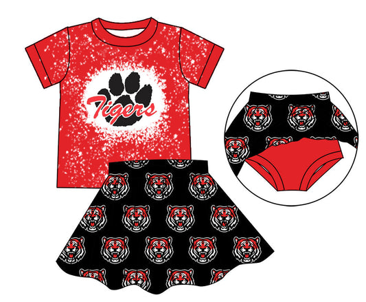 baby girl tiger red short sleeve shirt skirt shorts team set