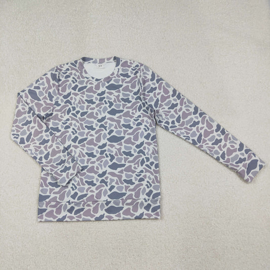 Adult Women Long Sleeve Grey Camo Shirt Yoga Active Tops RTS