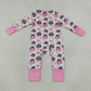 Baby Girls Infant Long Sleeves Pumpkins Bows Pink Ruffle Zipper Romper Fall Clothes RTS