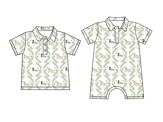 Baby Boy Short Sleeves Ducks Sibling Romper Shirt ( Moq 5 Each Style ) 3.17