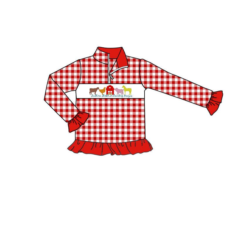 Baby Girl Plaid Long Sleeves Farm Zipper Pullover Moq 5