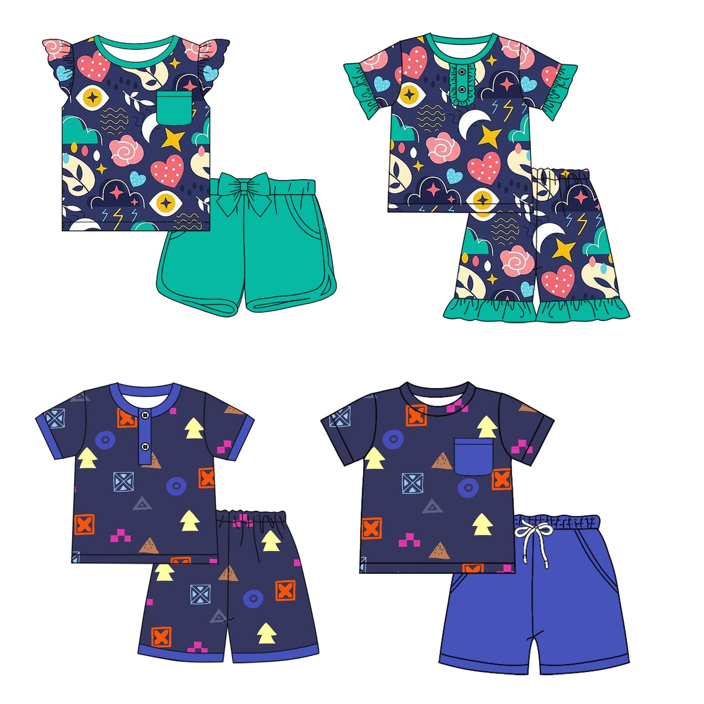 Baby Boy Girl Short Sleeves Sibling Set ( Moq 5 Each Style ) 1.16
