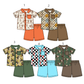 ( Moq 5 Each Style ) Sibling Baby Boys Kids Short Sleeves Buttons Shirts Shorts Sets Summer Clothes