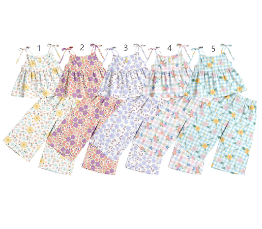 ( Moq 5 Each Style ) Sibling Baby Girls Kids Straps Flower Tops Pants Sets Clothes
