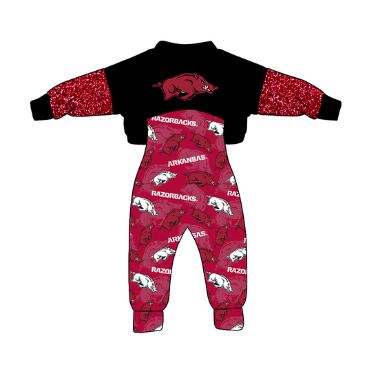 Baby Girl Long Sleeves Pig Tops jumpsuit Team Set