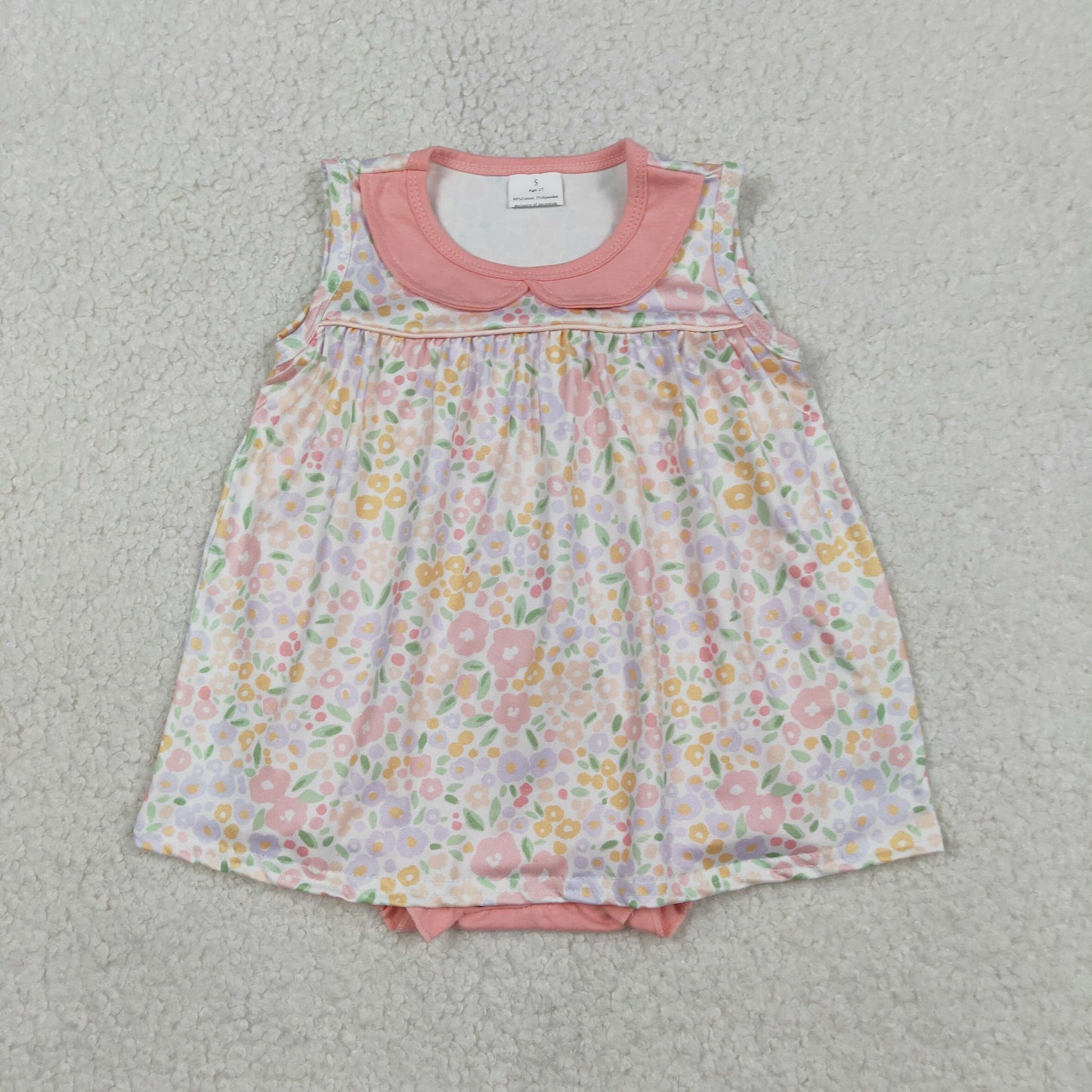Baby Girls Infant Sleeveless Floral Tunic Pink Bummie Romper RTS