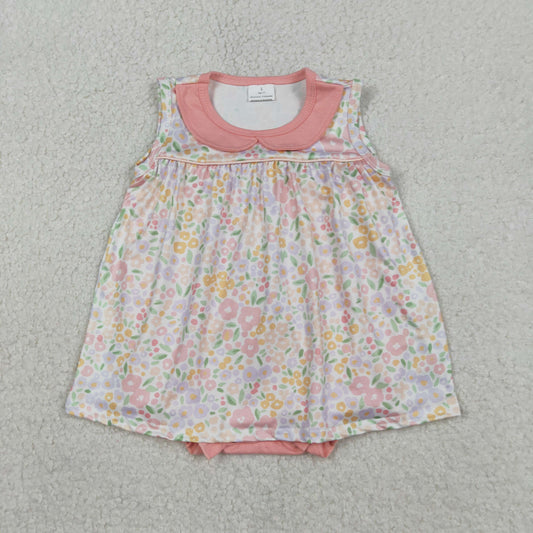 Baby Girls Infant Sleeveless Floral Tunic Pink Bummie Romper RTS