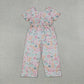 Baby Girls Toddler Short Sleeves Flower Pockets Pants Jumpsuit RTS