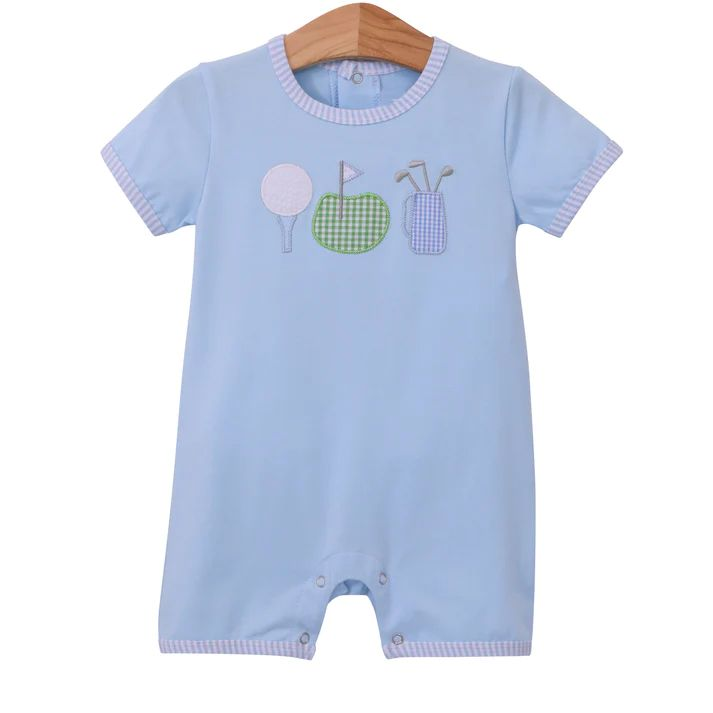 Moq 3 Pre-order SR1216 Baby Boy Short Sleeves Golf Blue One Piece Romper