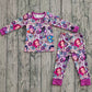 Baby Girls Kids Long Sleeves Movie Characters Flower Shirt Pants Pajamas Set RTS
