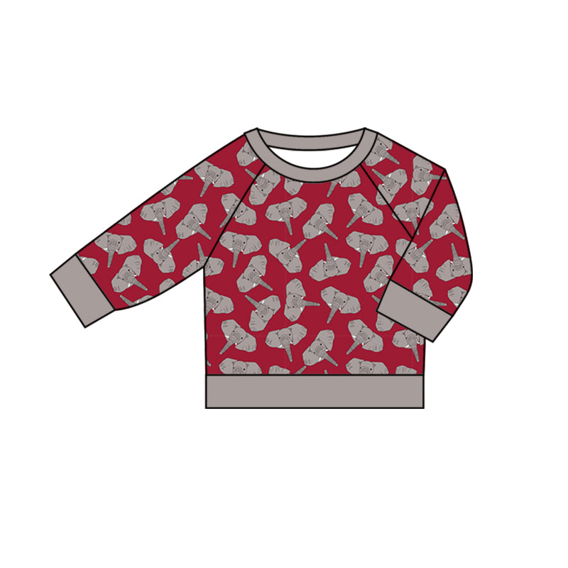 Bay Kids Elephant Long Sleeves Red Shirt Tops