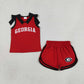 Sibling Baby Girls Kids Sleeveless Bows Cotton Shirts Shorts Sets Cheer Team Clothes RTS