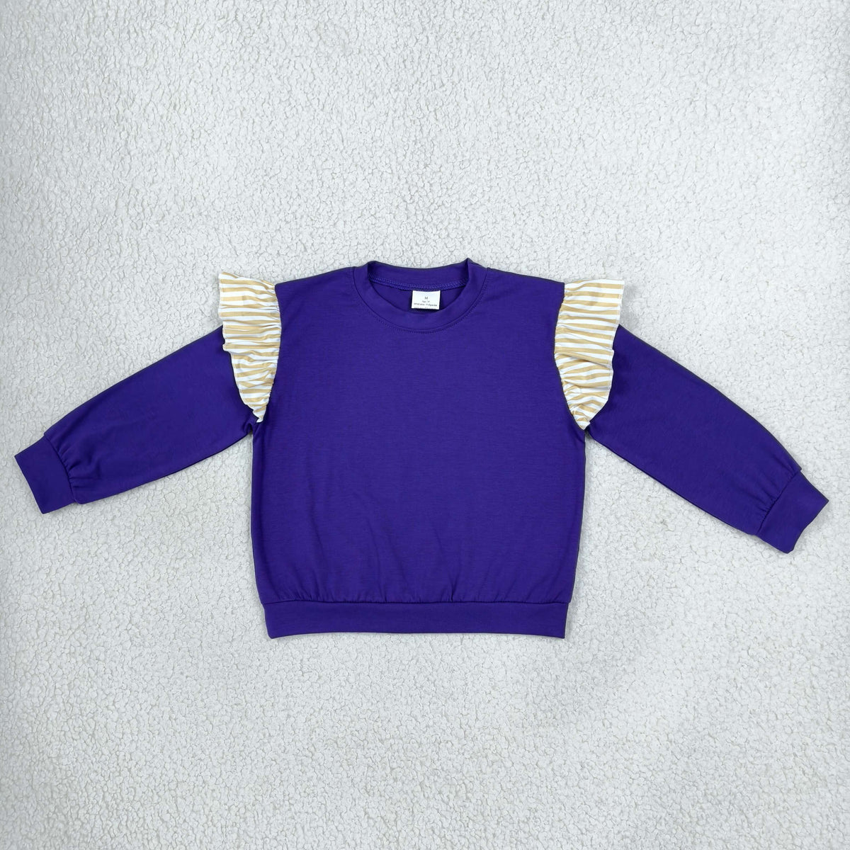 Baby Girls Toddler Stripes Ruffle Long Sleeves Purple Shirt Tops Clothes RTS