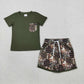 Sibling Baby Boys Kids Deer Hats Camo Shirt Pockets Shorts Set Romper Hunting Clothes RTS