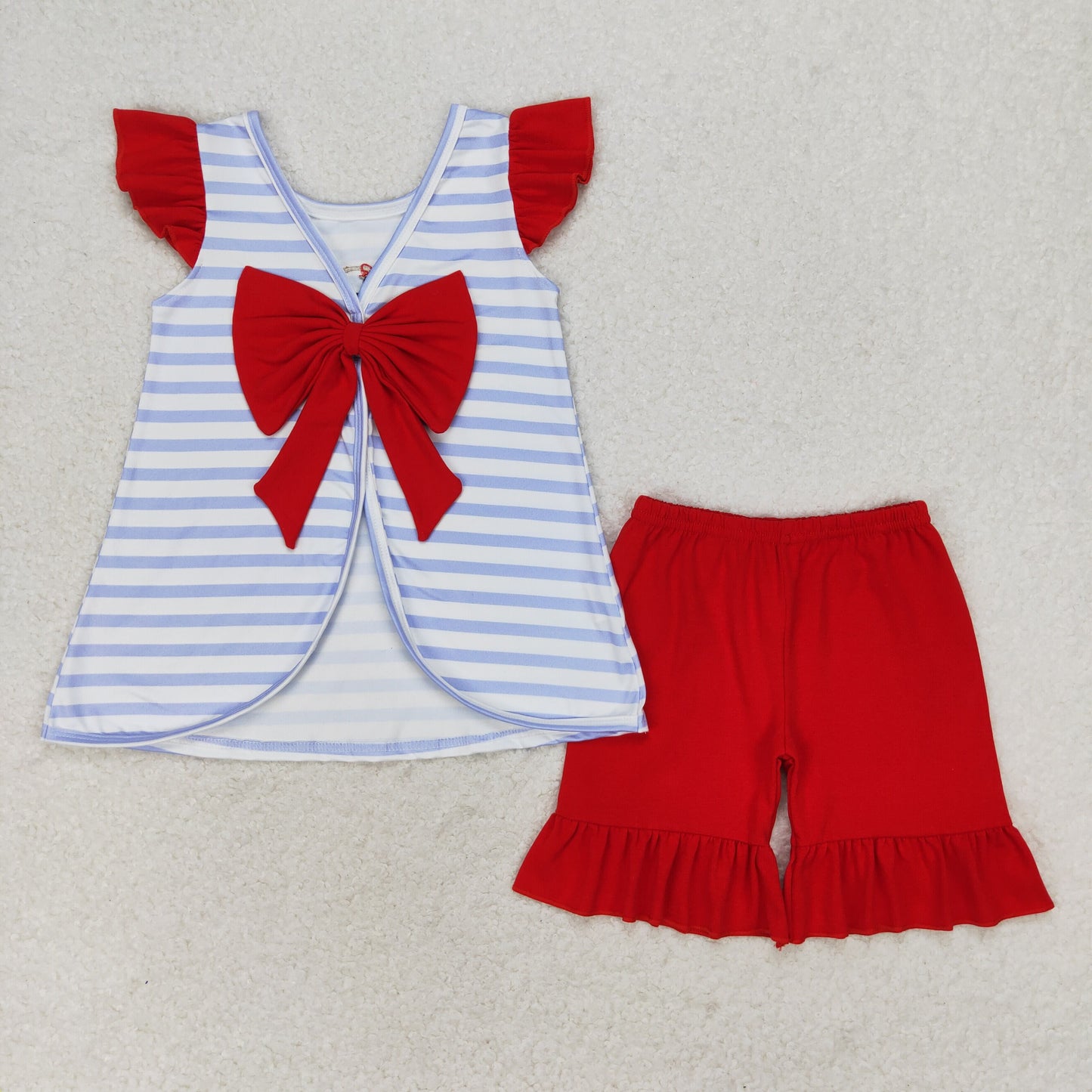 Baby Boy Girl July 4th Embroidery Dog Flag Sibling Romper Dress Set