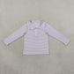 Baby Girls Kids Long Sleeves Purple Stripes Zipper Pullover Shirt Clothes RTS