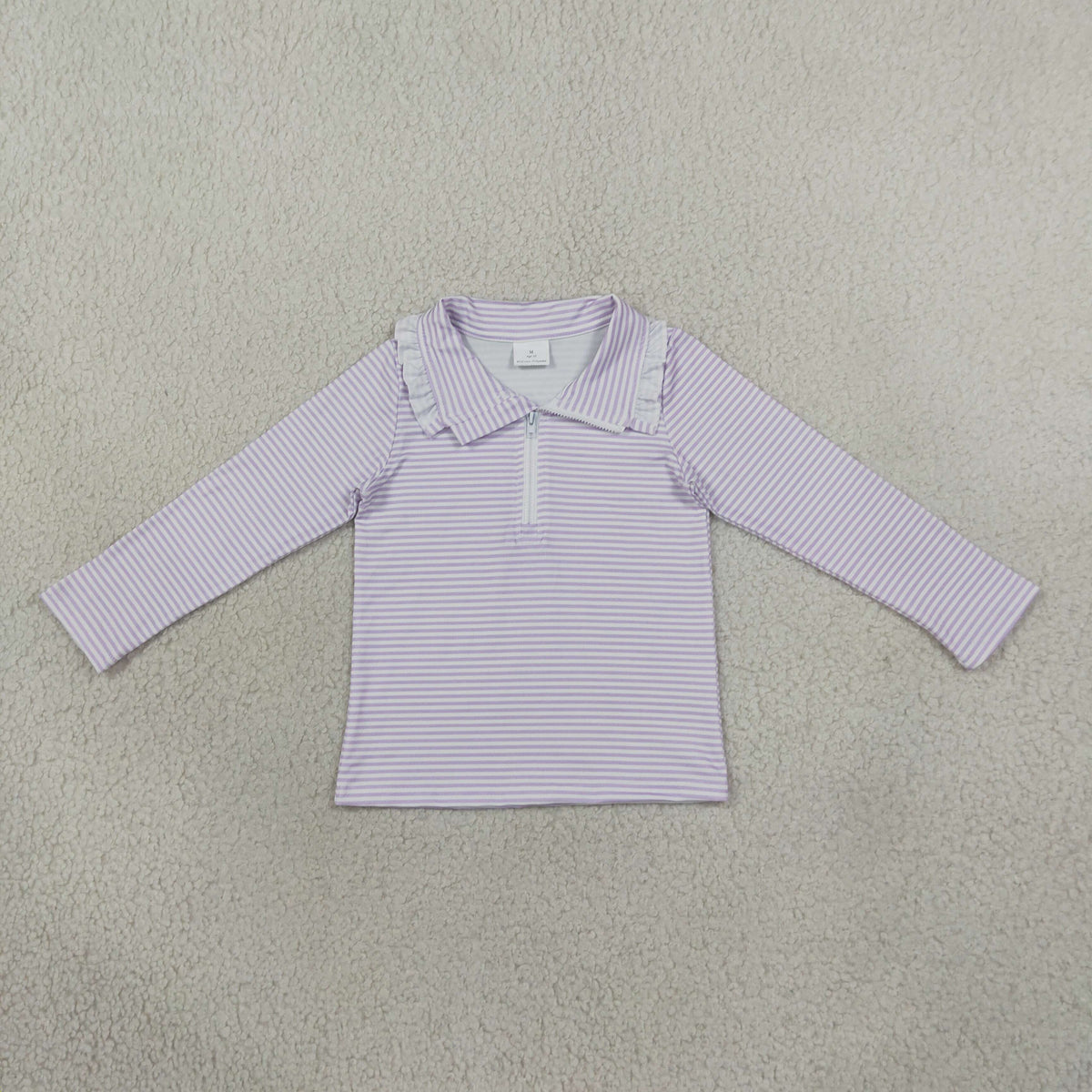Baby Girls Kids Long Sleeves Purple Stripes Zipper Pullover Shirt Clothes RTS
