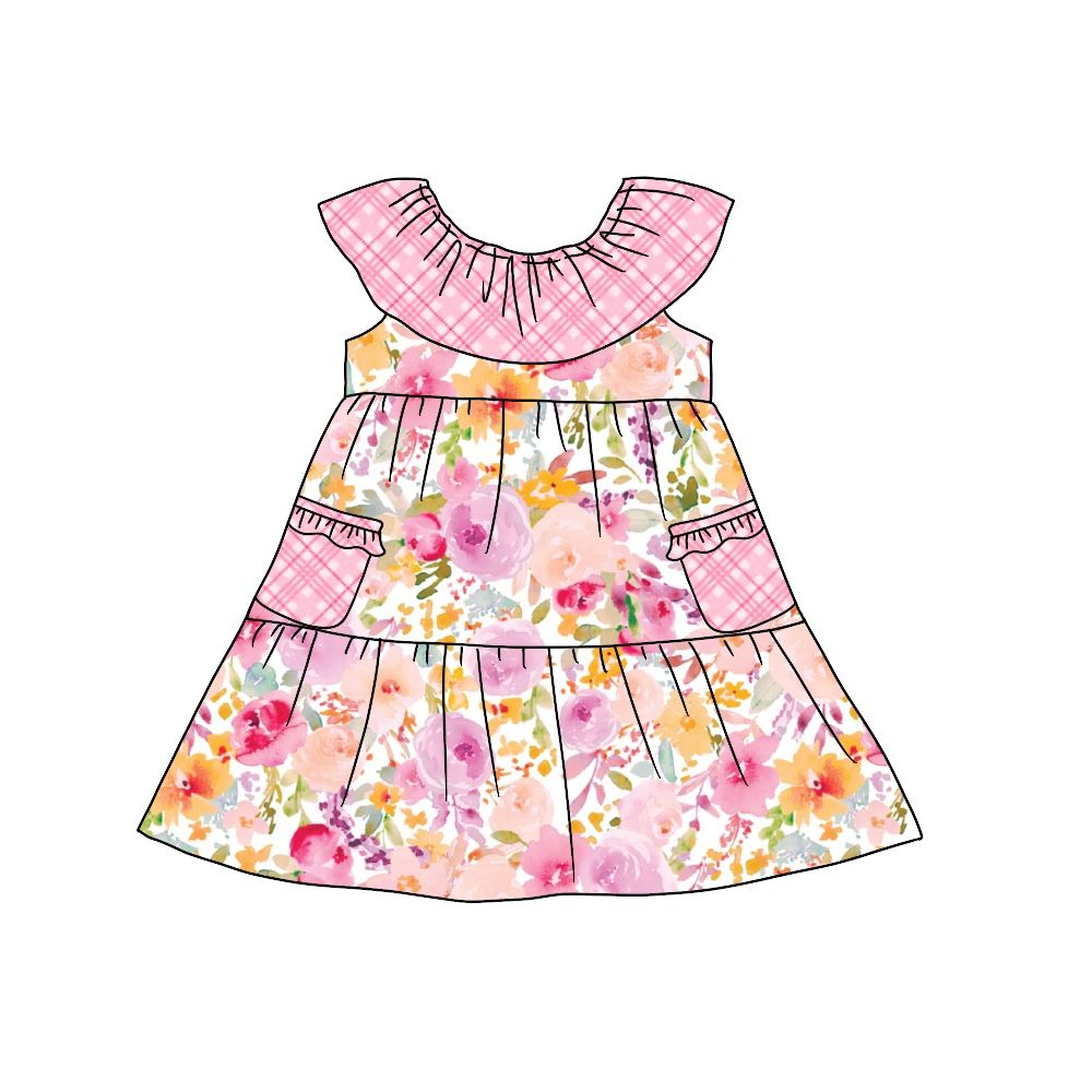 Moq 3 Pre-order GSD0937 Baby Girl Floral Pocket Dress