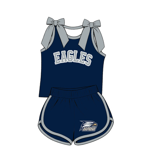 ( Moq 5 ) Baby Girls Kids Sleeveless Bows Shirt Shorts Team Set Clothes