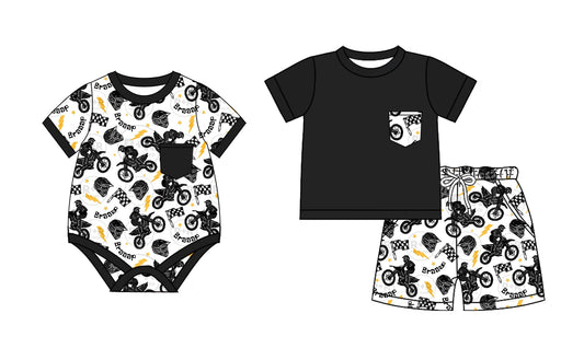 Baby Boy Short Sleeves Motorcycles Sibling Romper Set ( Moq 5 Each Style ) 2.10