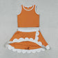 Baby Girls Kids Shirt Scallop Skirt Shorts Yoga Active Orange Set Clothes RTS