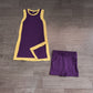 ( No moq ) Preorder Baby Girls Kids Sleeveless Purple Tops Shorts Set Yoga Active Clothes
