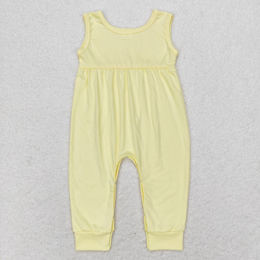 Baby Girl Sleeveless Yellow Cotton One Piece Romper