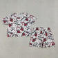 Baby Girls Kids Short Sleeves Bows Elephant Team Shirt Scallop Shorts Summer Set RTS