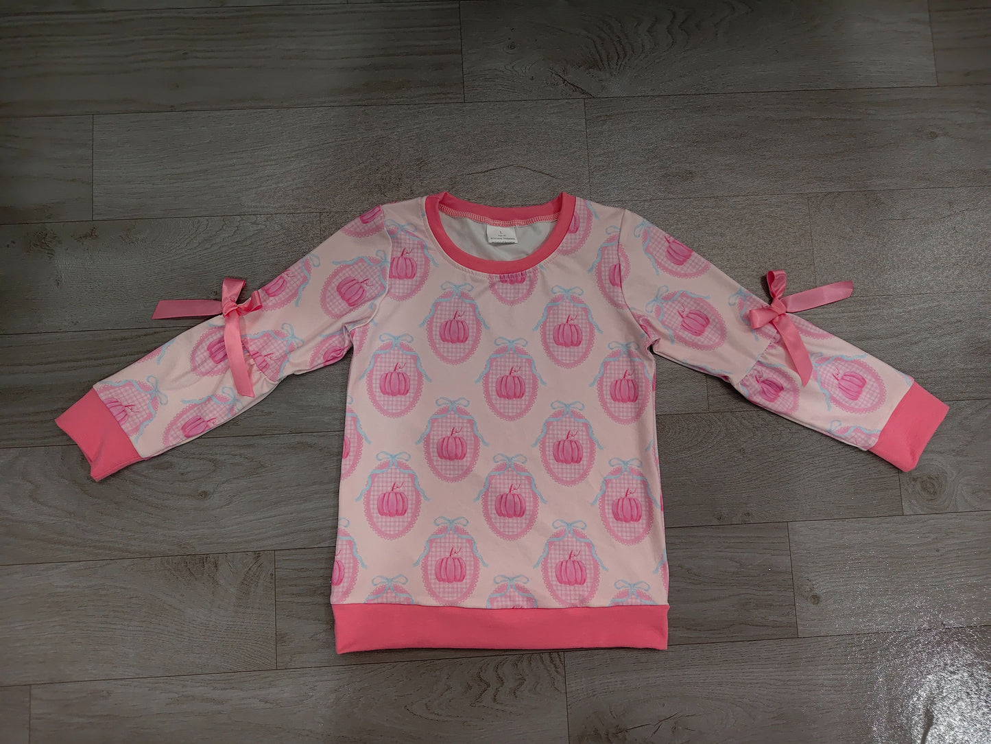 ( No moq ) Preorder Baby Girls Toddler Long Sleeves Bows Pumpkins Shirt Tops Fall Clothes
