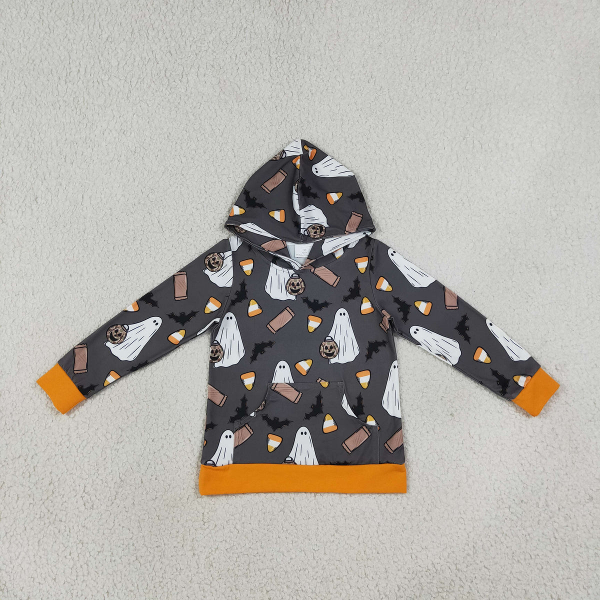 Toddler Kids Ghosts Pumpkins Halloween Pocket Hoodie Pullover Zipper Shirt Clothes RTS