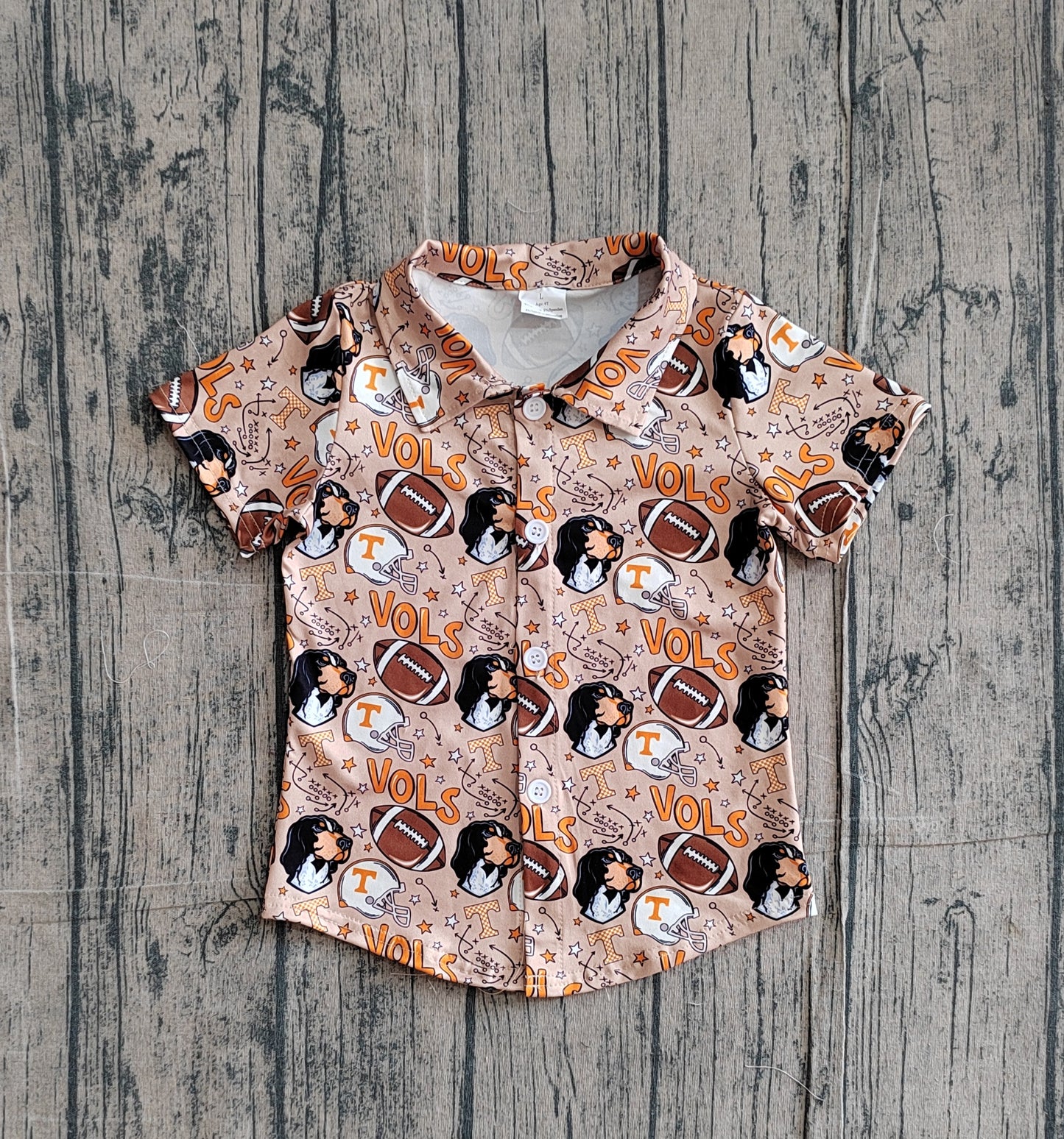 Baby Boys Kids Short Sleeves Dogs Football Buttons Shirt Team Tops RTS