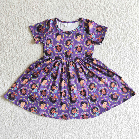 Promotion Baby Girl Cartoon Purple Twirl Dress