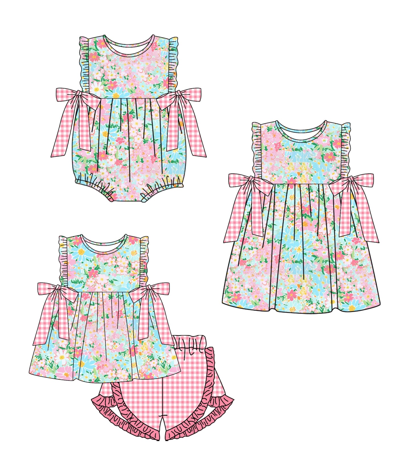 Baby Girl Flower Sibling Romper Dress Set ( Moq 5 Each Style ) 1.23