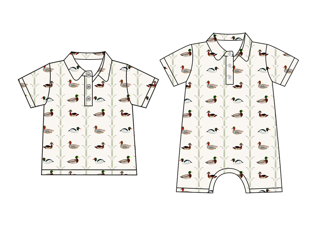 Baby Boy Ducks Short Sleeves Sibling Romper Shirt ( Moq 5 Each Style ) 3.17