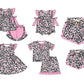 Baby Girl Adult Women Leopard Pink Bows Sibling Matching Romper Dress Shorts Clothes Set Each Style