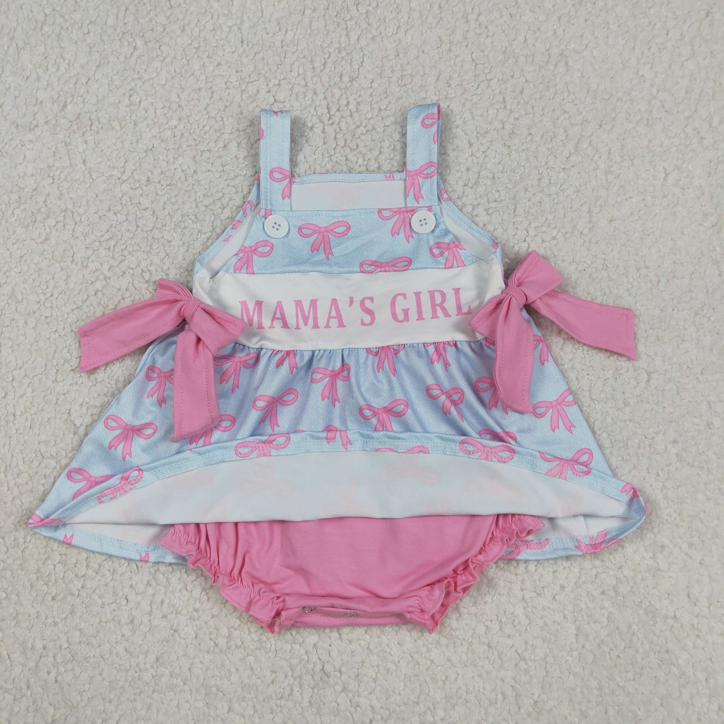 Baby Girls Kids Mama's Girl Bows Tops Pink Bummie Shorts Summer Set RTS