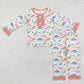 Baby Girl Long Sleeves Dinosaur Ruffle Shirt Pants Pajamas Outfit Clothes Set