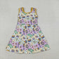 Baby Girls Kids Sleeveless Anchors Mardi Gras Yoga Shorts Knee Length Dress RTS