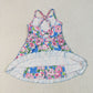 Baby Girl Sleeveless Pink Flower Blue Yoga Active Skort Ruffle Knee Length Dress RTS